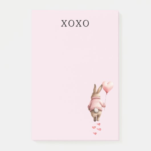 Roze Hart Ballon voetstappen Konijn Post-it® Notes (Voorkant)