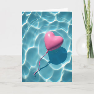 Roze Hart Ballon Zomer Kaart