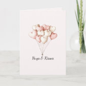 Roze Hart Ballonnen Valentijnsdag Kaart (Voorkant)