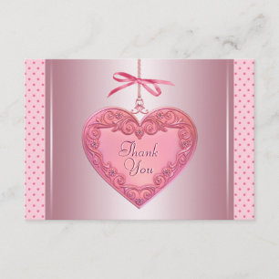 Roze Hart Bedankkaartjes Bedankkaart