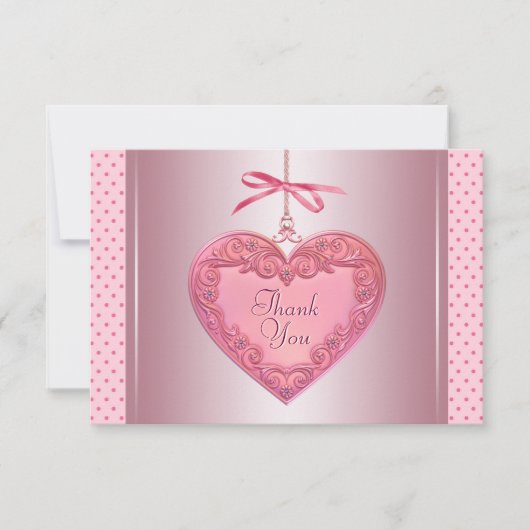 Roze Hart Bedankkaartjes Bedankkaart (Voorkant)