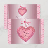 Roze Hart Bedankkaartjes Bedankkaart (Voorkant / Achterkant)