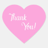 Roze Hart Bedankt Script Favor Stickers (Voorkant)