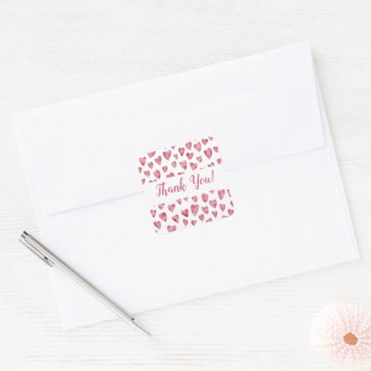 Roze Hart Bedankt Sticker (Envelop)
