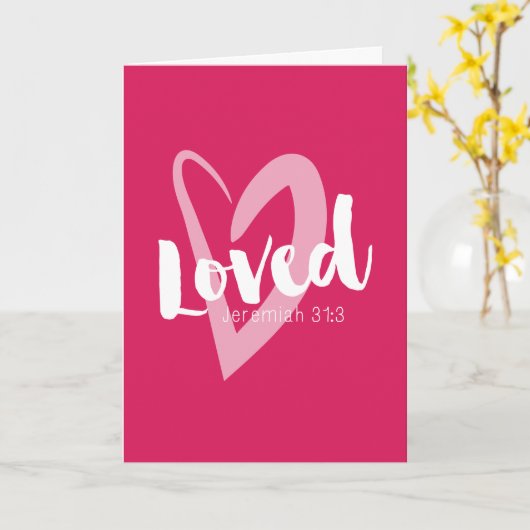 Roze hart beminde Bijbeltekst Valentijnskaart Kaart (Gele Bloem)