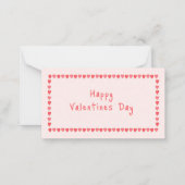 Roze hart Bij Mijn Mini Valentijn  Notitiekaartje (Achterkant)