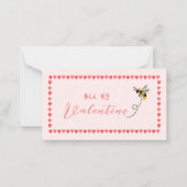 Roze hart Bij Mijn Mini Valentijnsdag  Notitiekaartje (Voorkant)