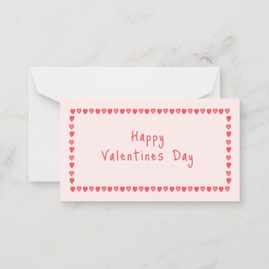 Roze hart Bij Mijn Mini Valentijnsdag  Notitiekaartje (Achterkant)