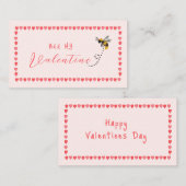 Roze hart Bij Mijn Mini Valentijnsdag  Notitiekaartje (Voorkant / Achterkant)