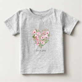 Roze Hart Bloem Baby T-Shirt