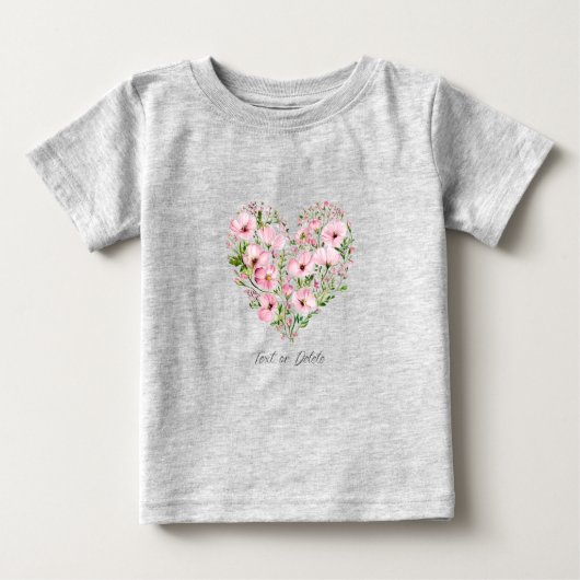Roze Hart Bloem Baby T-Shirt (Voorkant)