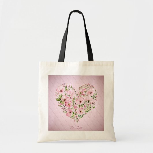 Roze Hart Bloem Tote Tas (Voorkant)