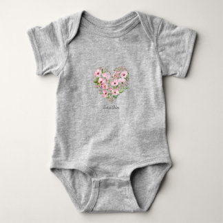 Roze Hart Bloemen Baby Body Romper