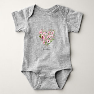 Roze Hart Bloemen Baby Bodysuit