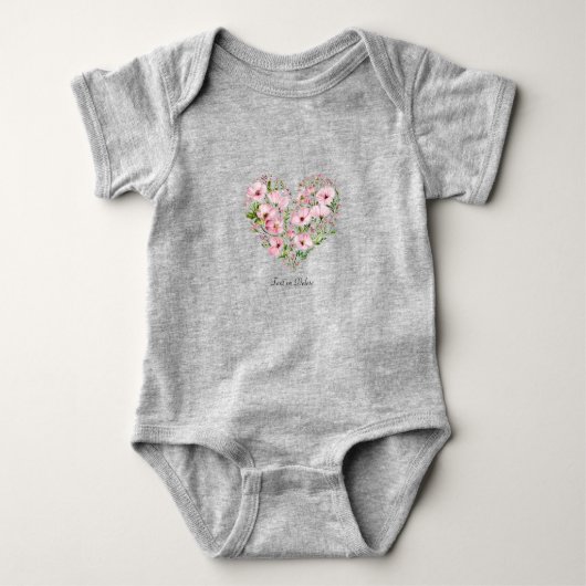Roze Hart Bloemen Baby Bodysuit (Voorkant)