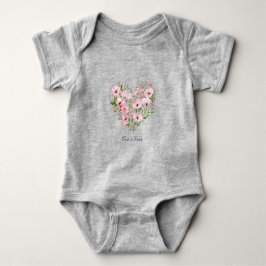 Roze hart bloemen baby romper