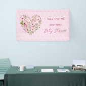 Roze Hart Bloemen Baby shower Banner (Beurs)