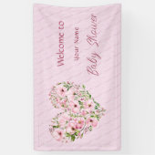 Roze Hart Bloemen Baby shower Banner (Verticaal)