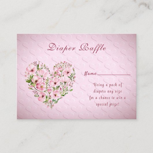 Roze Hart Bloemen Baby shower Behuizing Informatiekaartje (Voorkant)