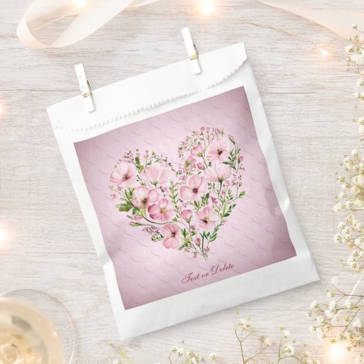 Roze Hart Bloemen Favoriet Tassen Bedankzakje (Geknipt)