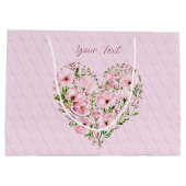 Roze Hart Bloemen Geschenktas Groot Cadeauzakje (Achterkant)