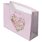 Roze Hart Bloemen Geschenktas Groot Cadeauzakje (Achterkant Gekanteld)