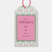 Roze Hart Bloemen & Groen Hart - Moderne Valentijn Cadeaulabel (Voorkant)