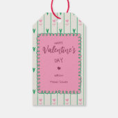 Roze Hart Bloemen & Groen Hart - Moderne Valentijn Cadeaulabel (Achterkant)