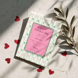 Roze Hart Bloemen & Groen Hart - Moderne Valentijn Kaart