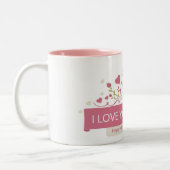 Roze Hart Bloemen - Ik hou van je Mam Mok (Links)