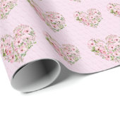 Roze Hart Bloemen Inpakpapier (Rol Hoek)