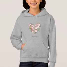 Roze Hart Bloemen Kinder Pullover Hoodie