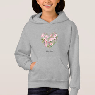 Roze Hart Bloemen Kinder Pullover Hoodie
