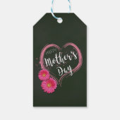 Roze Hart Bloemen Moederdag - Cadeau Label Cadeaulabel (Achterkant)