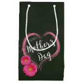 Roze Hart Bloemen Moederdag - Kleine Gift Bag Klein Cadeauzakje (Voorkant)
