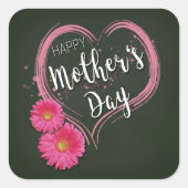 Roze Hart Bloemen Moederdag - Sticker (Voorkant)