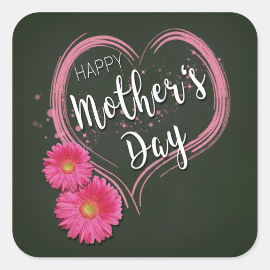 Roze Hart Bloemen Moederdag - Sticker (Voorkant)