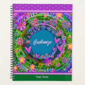  Roze Hart Bloemen  Naam Planner (Voorkant)