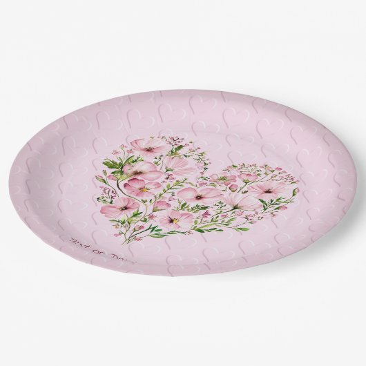Roze Hart Bloemen Papier Bord (Gekanteld)