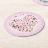Roze Hart Bloemen Papier Onderzetter (Gebogen)