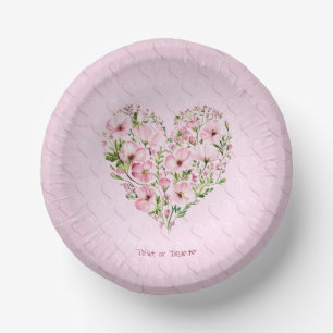Roze Hart Bloemen Papieren Bowl Kommen