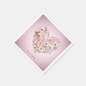 Roze Hart Bloemen servetten (Hoek)