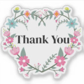 Roze Hart Bloemen Sticker (Voorkant)