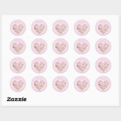 Roze Hart Bloemen Sticker (Vel)