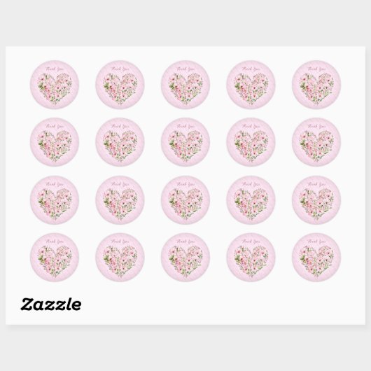 Roze Hart Bloemen Sticker (Vel)