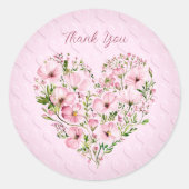 Roze Hart Bloemen Sticker (Voorkant)