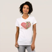 Roze Hart Bloemen T-shirt (Voorkant volledig)