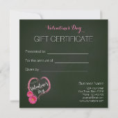 Roze Hart Bloemen Valentijnsdag Cadeaubon (Achterkant)