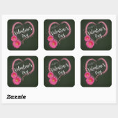 Roze Hart Bloemen Valentijnsdag - Sticker (Vel)