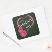 Roze Hart Bloemen Valentijnsdag - Sticker (Envelop)